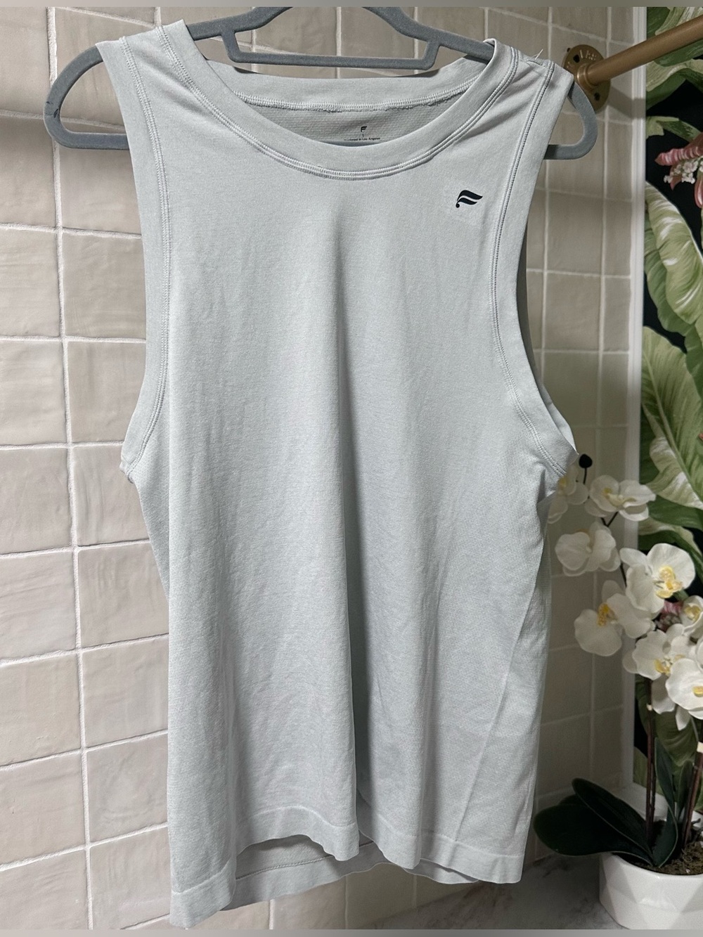 Fabletics Men's Training Day tank top in light gray heather